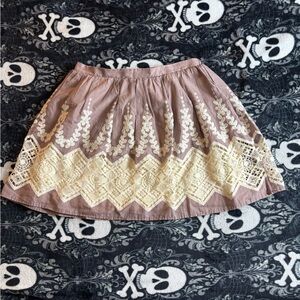 Lily White Lace Embroidered Mini Skirt – Boho Cottagecore A-Line Skirt – Size M